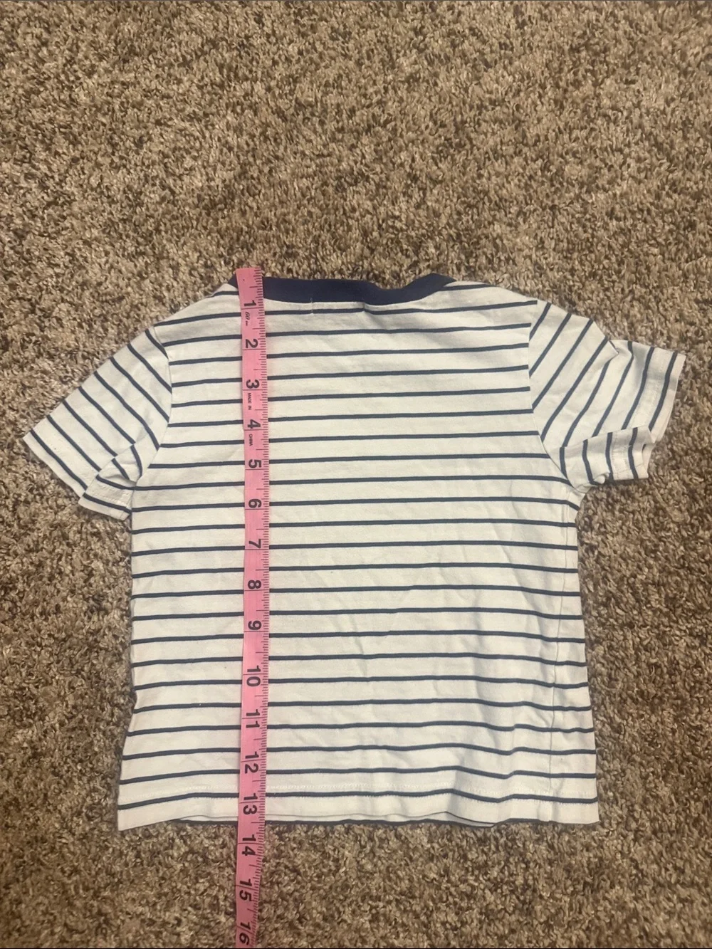 RALPH LAUREN navy blue striped popover T-shirt